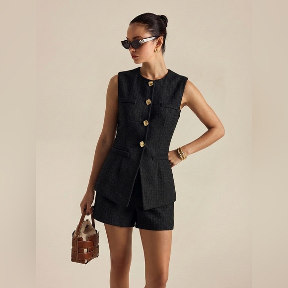 Commense Jackets & Blazers - Commense Metal Button Tweed Vest & Shorts Set